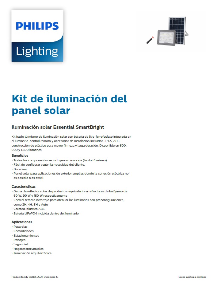 Kit de iluminación del panel solar